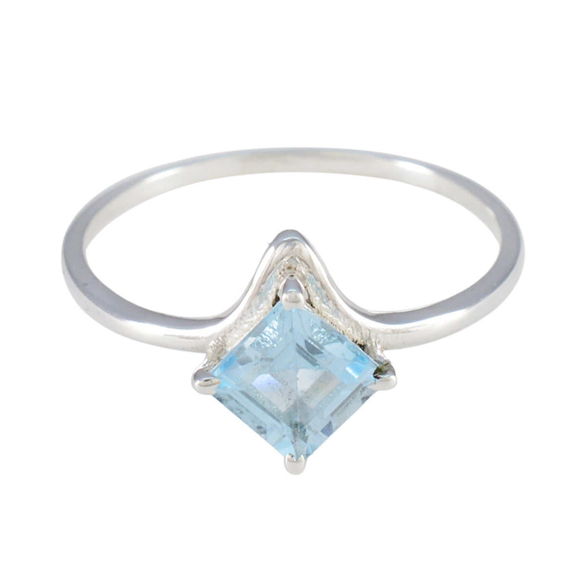 Blue Topaz Solitaire Japanese 925 Silver Blue Gems Delicate Feminine Ring Jewellery Main image