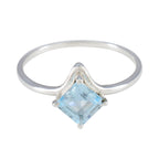 Blue Topaz Solitaire Japanese 925 Silver Blue Gems Delicate Feminine Ring Jewellery
