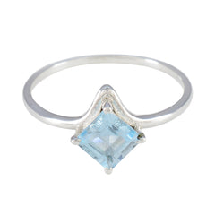 Blue Topaz Solitaire Japanese 925 Silver Blue Gems Delicate Feminine Ring Jewellery