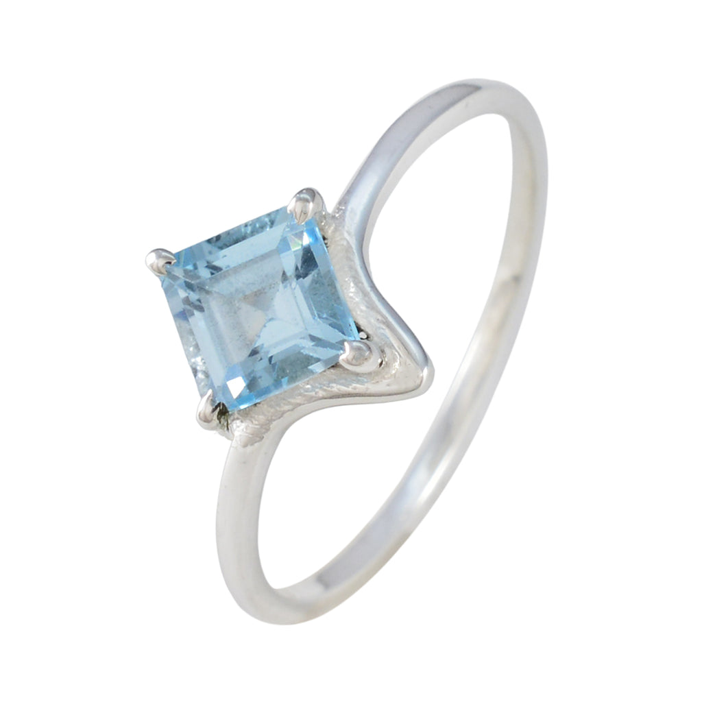 Blue Topaz Solitaire Japanese 925 Silver Blue Gems Delicate Feminine Ring Jewellery