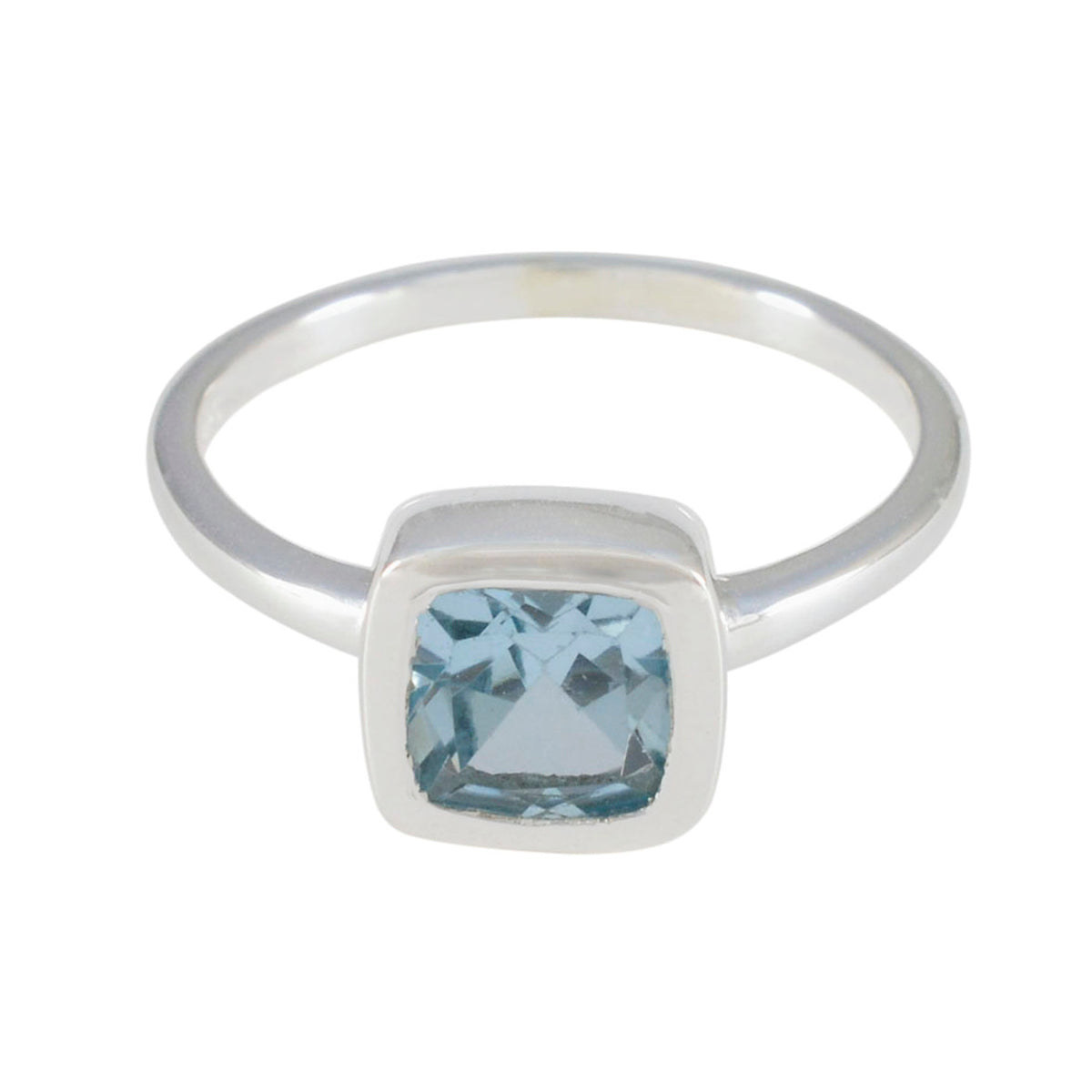 Blue Topaz Solitaire American 925 Sterling Silver Blue Gemstones Dainty Graceful Ring Jewellery Image principale du produit