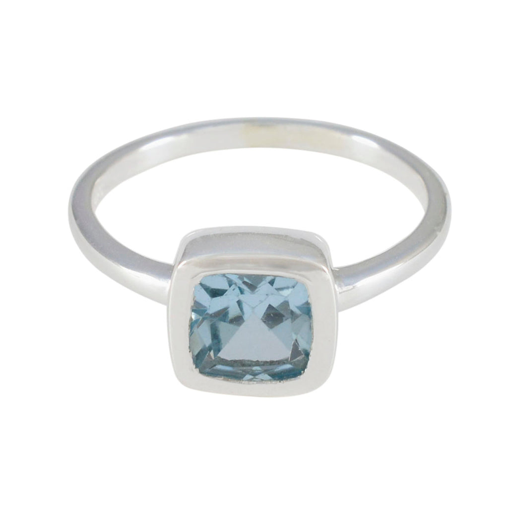Blue Topaz Solitaire American 925 Sterling Silver Blue Gemstones Dainty Graceful Ring Jewellery