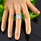 Blue Topaz Solitaire German 925 Sterling Silver Blue Gemstone Minimal Boho Ring Jewellery