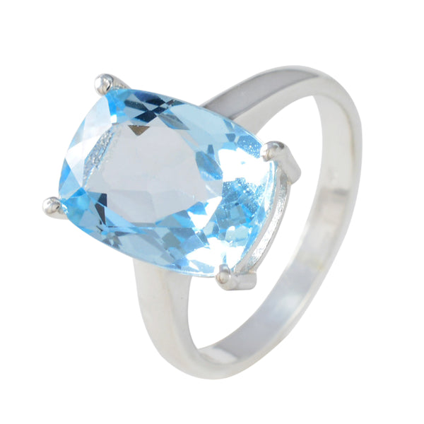 Blue Topaz Solitaire German 925 Sterling Silver Blue Gemstone Minimal Boho Ring Jewellery