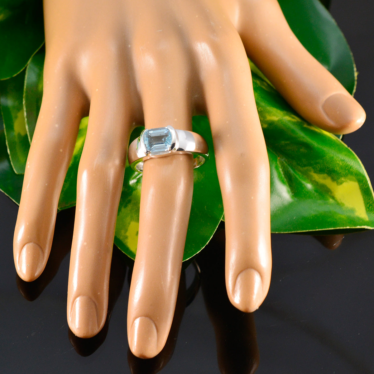 Blue Topaz Solitaire Russian Sterling Silver Blue Gemstone Minimal Fairytale Ring Jewellery