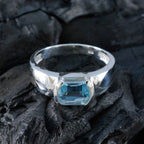 Blue Topaz Solitaire Russian Sterling Silver Blue Gemstone Minimal Fairytale Ring Jewellery
