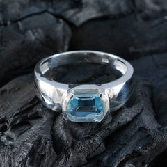 Blue Topaz Solitaire Russian Sterling Silver Blue Gemstone Minimal Fairytale Ring Jewellery