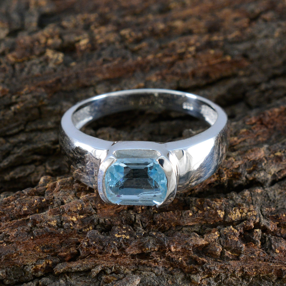 Blue Topaz Solitaire Russian Sterling Silver Blue Gemstone Minimal Fairytale Ring Jewellery