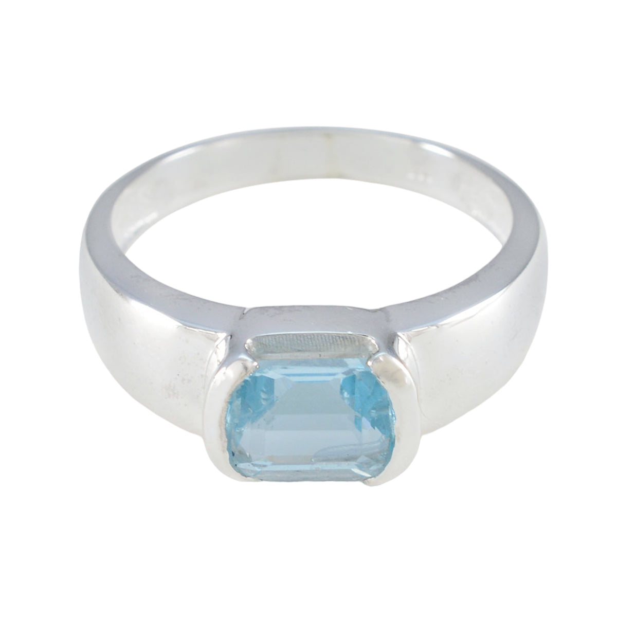 Blue Topaz Solitaire Russian Sterling Silver Blue Gemstone Minimal Fairytale Ring Jewellery Hoofdafbeelding