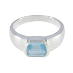 Blue Topaz Solitaire Russian Sterling Silver Blue Gemstone Minimal Fairytale Ring Jewellery