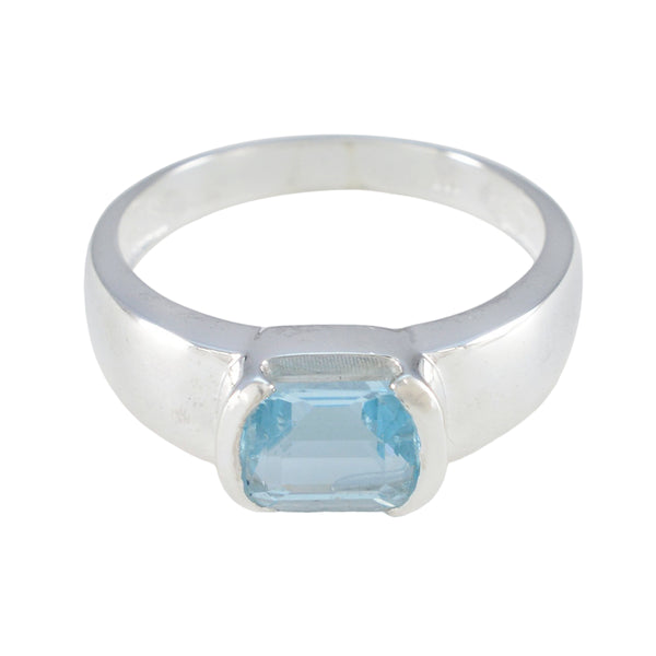 Blue Topaz Solitaire Russian Sterling Silver Blue Gemstone Minimal Fairytale Ring Jewellery