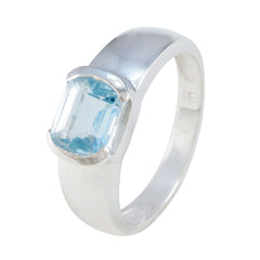 Blue Topaz Solitaire Russian Sterling Silver Blue Gemstone Minimal Fairytale Ring Jewellery