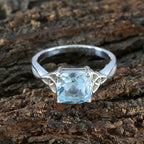 Blue Topaz Solitaire Egyptian 92.5 Silver Blue Gems Featherlight Cultural Ring Jewellery