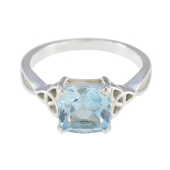 Blue Topaz Solitaire Egyptian 92.5 Silver Blue Gems Featherlight Cultural Ring Jewellery