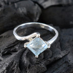 Blue Topaz Solitaire Korean Silver Blue Gemstones Whisper thin Trendy Ring Jewellery