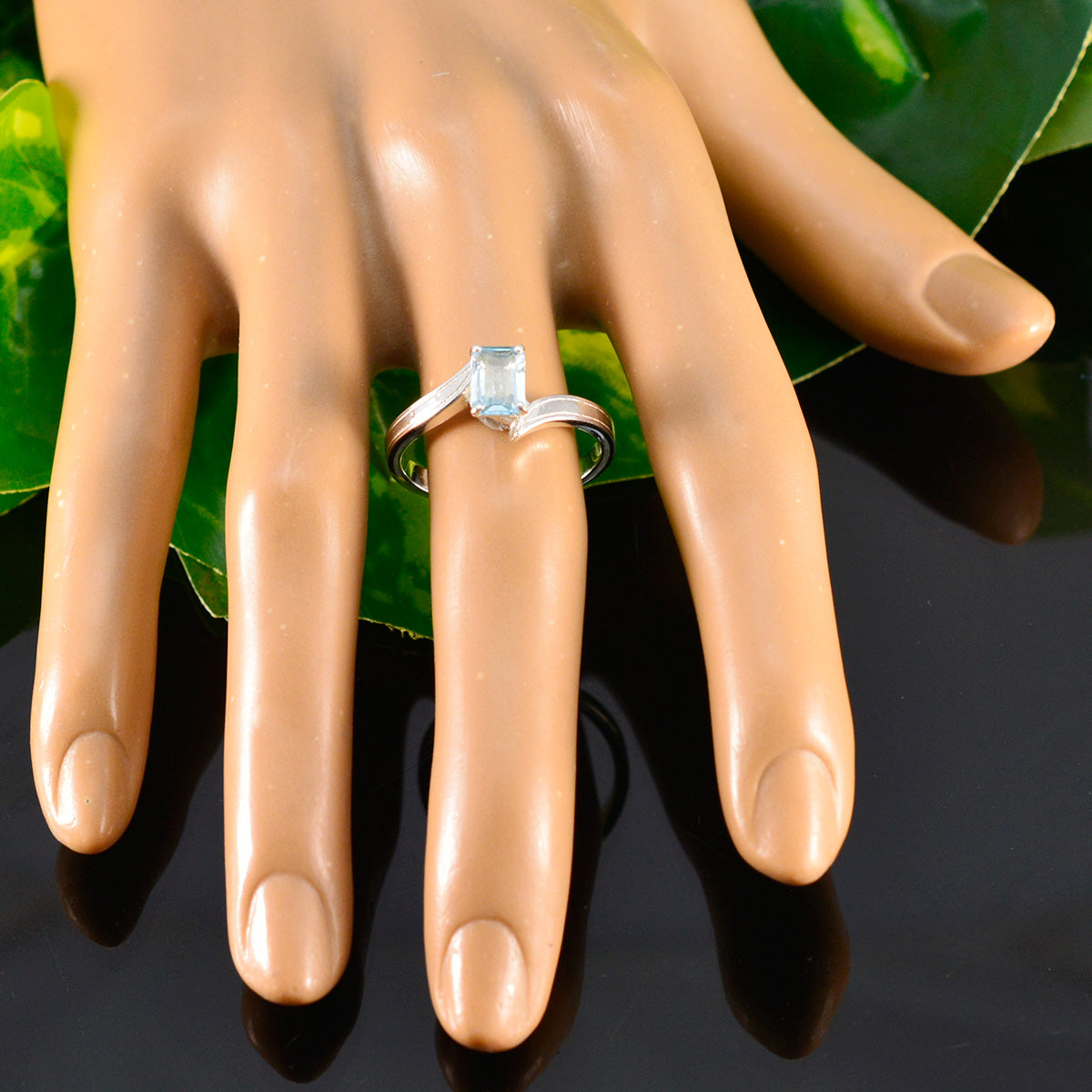 Blue Topaz Solitaire German Sterling Silver Blue Gems Featherlight Artisan Ring Jewelry