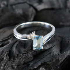Blue Topaz Solitaire German Sterling Silver Blue Gems Featherlight Artisan Ring Jewelry