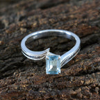 Blue Topaz Solitaire German Sterling Silver Blue Gems Featherlight Artisan Ring Jewelry