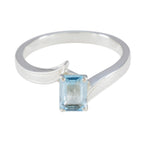 Blue Topaz Solitaire German Sterling Silver Blue Gems Featherlight Artisan Ring Jewelry
