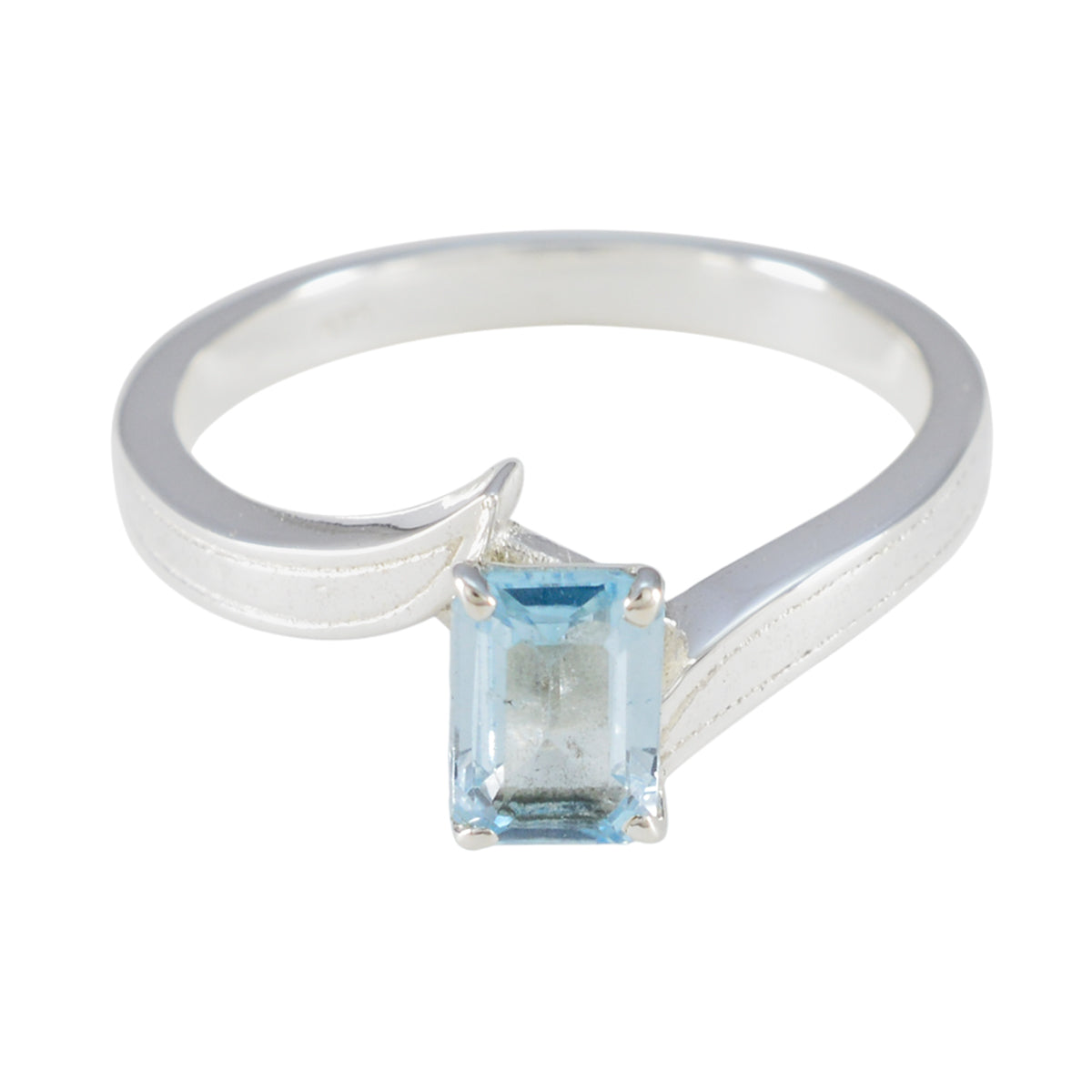 Blue Topaz Solitaire German Sterling Silver Blue Gems Featherlight Artisan Ring Jewelry