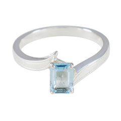 Blue Topaz Solitaire German Sterling Silver Blue Gems Featherlight Artisan Ring Jewelry