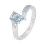 Blue Topaz Solitaire German Sterling Silver Blue Gems Featherlight Artisan Ring Jewelry