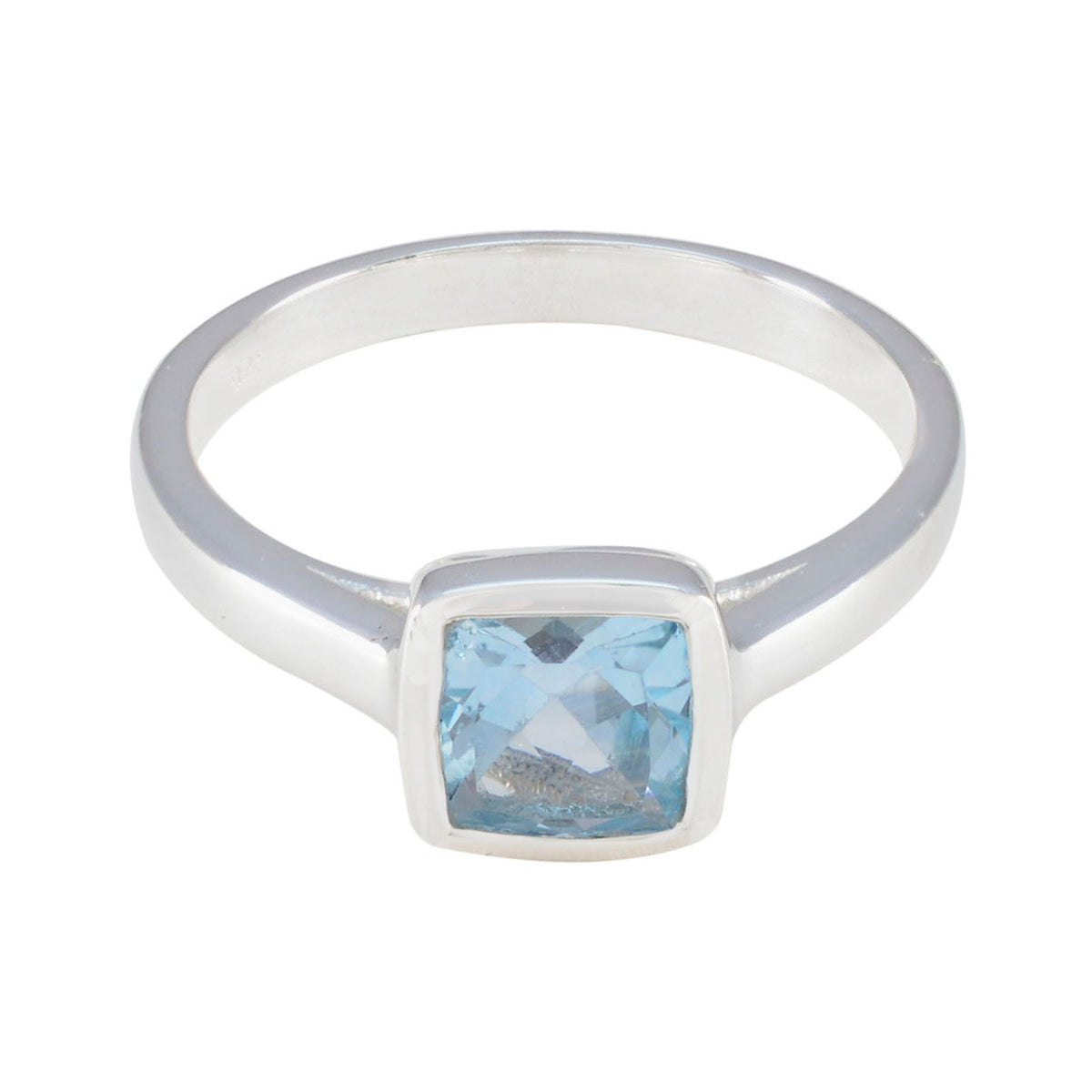 Blue Topaz Solitaire African 925 Sterling Silver Blue Gems Featherlight Feminine Ring Jewellery Huvudsaklig produktbild