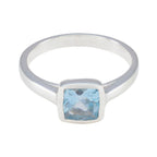Blue Topaz Solitaire African 925 Sterling Silver Blue Gems Featherlight Feminine Ring Jewellery