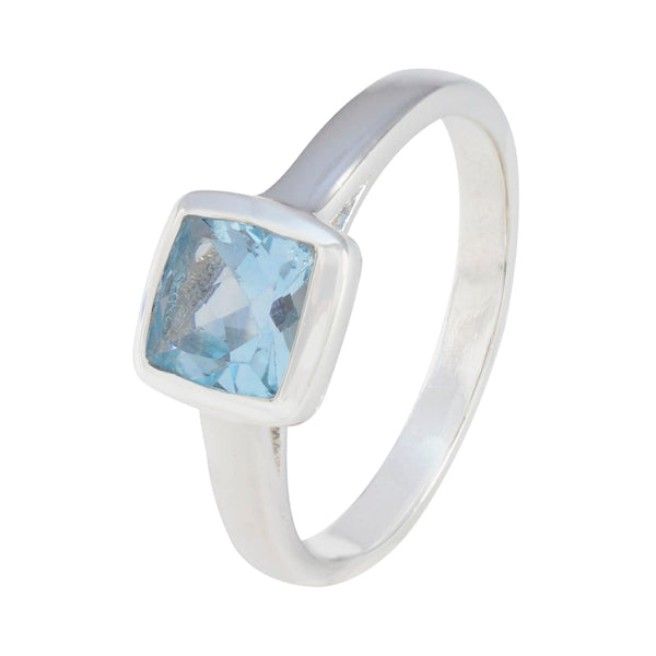 Blue Topaz Solitaire African 925 Sterling Silver Blue Gems Featherlight Feminine Ring Jewellery