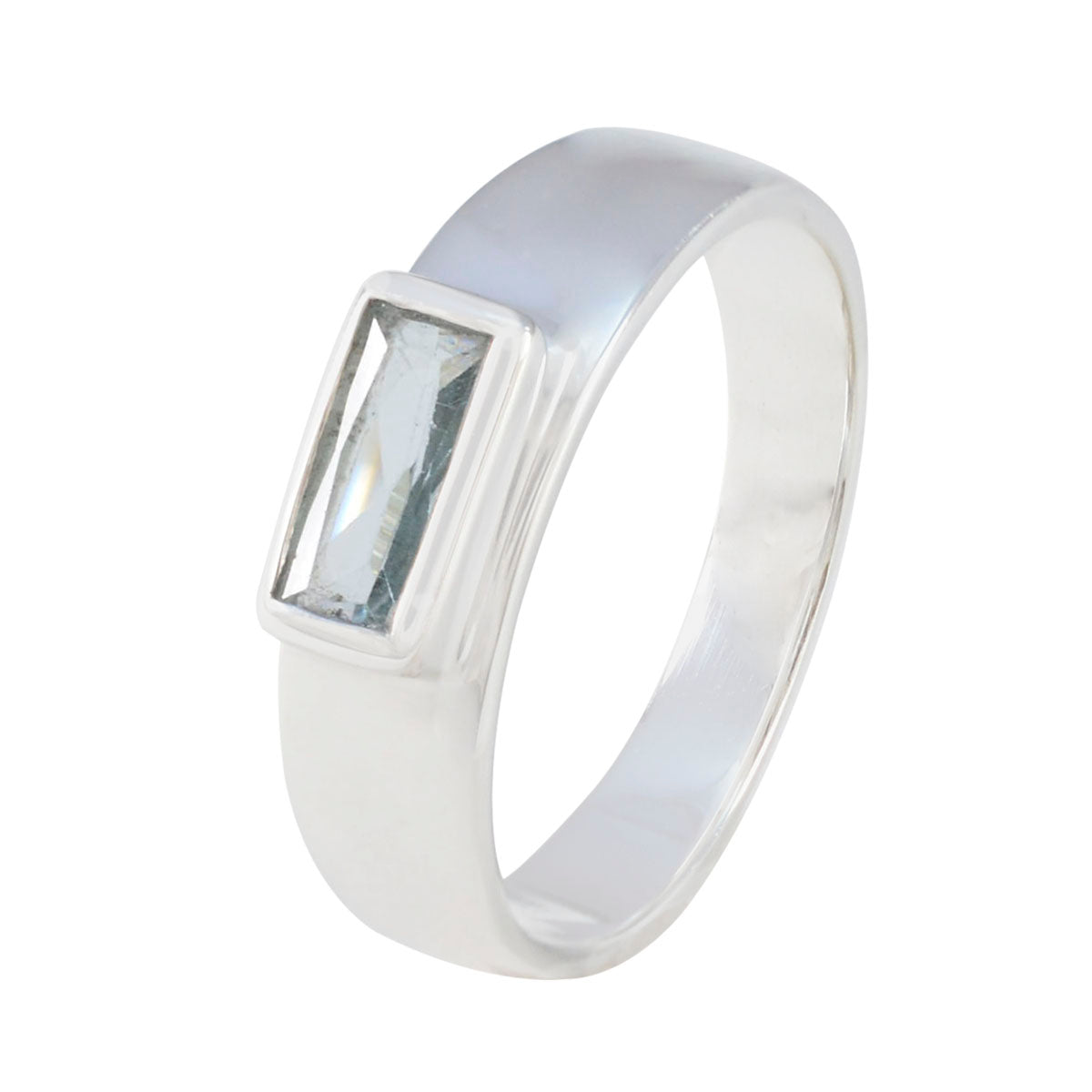 Blue Topaz Solitaire African Silver Blue Gemstone Slim Cultural Ring Jewellery