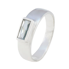 Blue Topaz Solitaire African Silver Blue Gemstone Slim Cultural Ring Jewellery