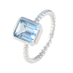Blue Topaz Solitaire Russian 92.5 Silver Blue Gems Featherlight Glamorous Ring Jewellery