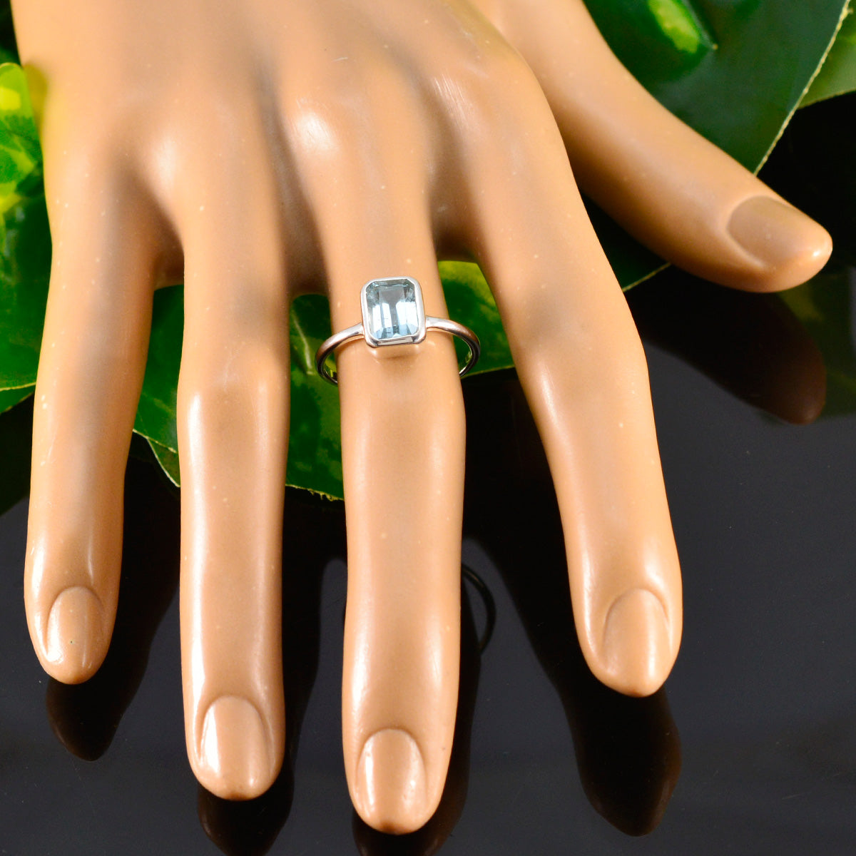 Blue Topaz Solitaire American 92.5 Silver Blue Gemstone Delicate Fairytale Ring Jewellery