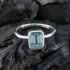 Blue Topaz Solitaire American 92.5 Silver Blue Gemstone Delicate Fairytale Ring Jewellery