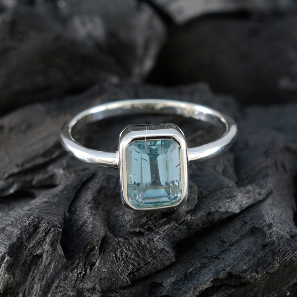 Blue Topaz Solitaire American 92.5 Silver Blue Gemstone Delicate Fairytale Ring Jewellery