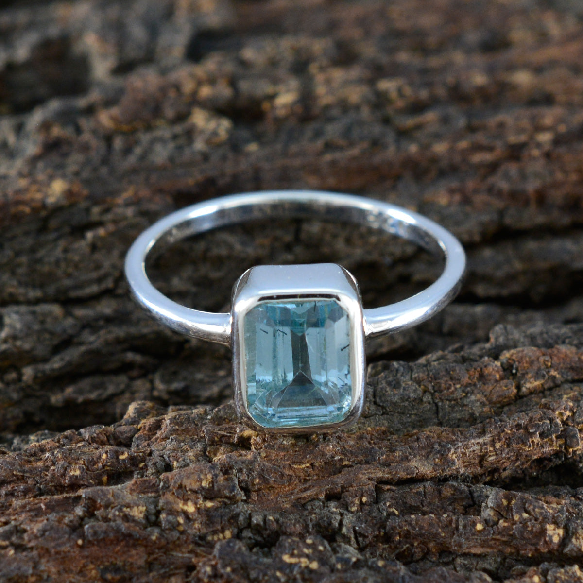 Blue Topaz Solitaire American 92.5 Silver Blue Gemstone Delicate Fairytale Ring Jewellery