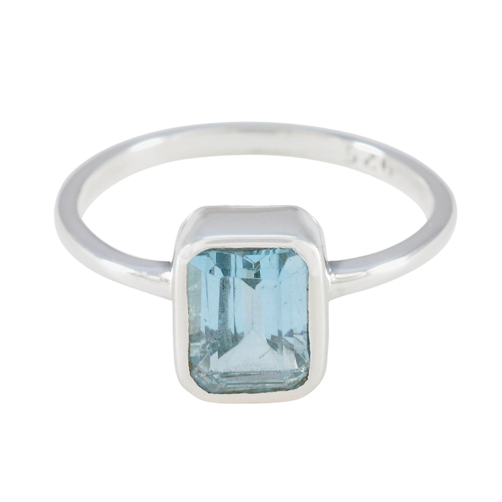 Blue Topaz Solitaire American 92.5 Silver Blue Gemstone Delicate Fairytale Ring Jewellery
