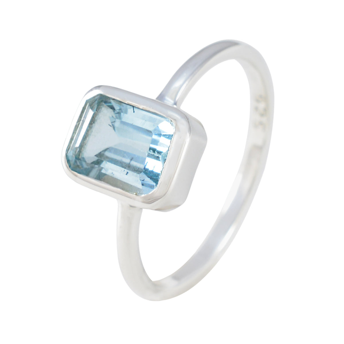 Blue Topaz Solitaire American 92.5 Silver Blue Gemstone Delicate Fairytale Ring Jewellery