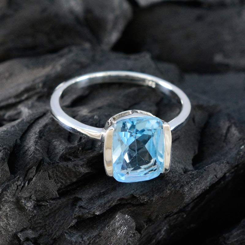 Blue Topaz Solitaire Japanese 92.5 Silver Blue Gems Whisper thin Romantic Ring Jewelry