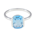 Blue Topaz Solitaire Japanese 92.5 Silver Blue Gems Whisper thin Romantic Ring Jewelry