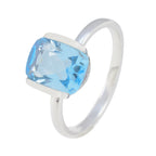 Blue Topaz Solitaire Japanese 92.5 Silver Blue Gems Whisper thin Romantic Ring Jewelry