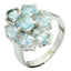 Blue Topaz Hepta Indian 92.5 Silver Blue Gemstone Mid weight Floral Ring Jewellery