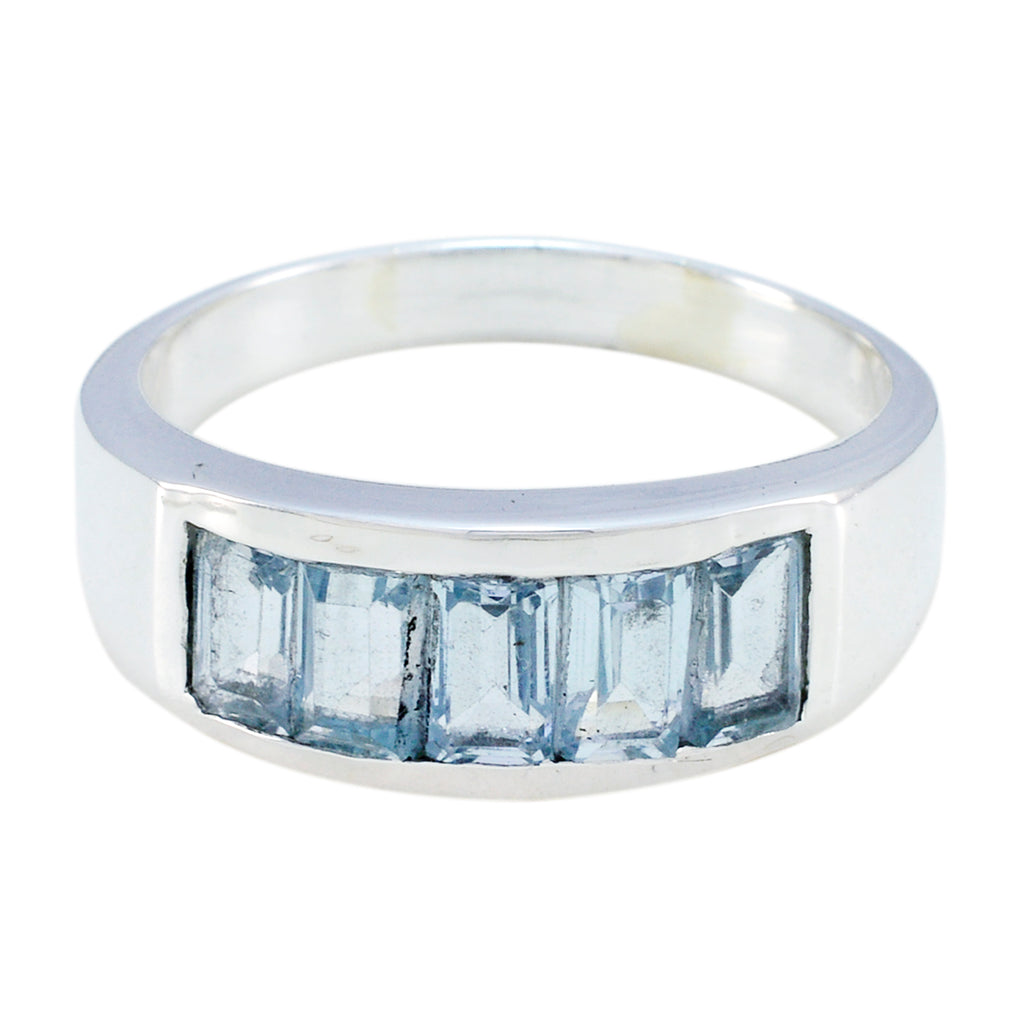 Blue Topaz Penta German 925 Sterling Silver Blue Gemstone Mid weight Abstract Ring Jewellery