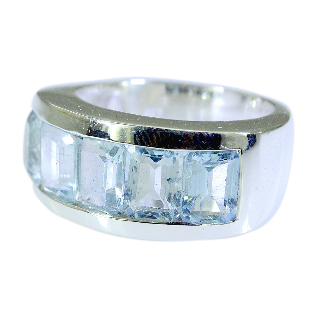Bague abstraite de poids moyen en argent sterling 925 avec topaze bleue pentagonale Image secondaire du produit