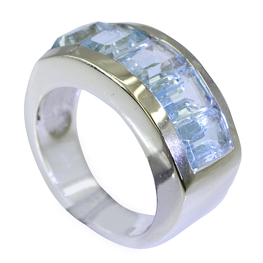 Blue Topaz Penta German 925 Sterling Silver Blue Gemstone Mid weight Abstract Ring Jewellery