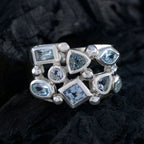 Blue Topaz octa Indian Sterling Silver Blue Gemstones Versatile Trendy Ring Jewelry