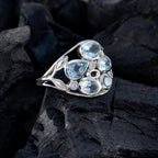Blue Topaz Penta African 925 Sterling Silver Blue Gemstone Slim Sophisticated Ring Jewelry