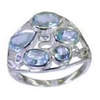 Blue Topaz Penta African 925 Sterling Silver Blue Gemstone Slim Sophisticated Ring Jewelry