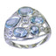 Blue Topaz Penta African 925 Sterling Silver Blue Gemstone Slim Sophisticated Ring Jewelry