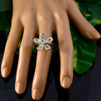 Blue Topaz Hexa Russian 925 Sterling Silver Blue Gemstone Classic Floral Ring Jewellery